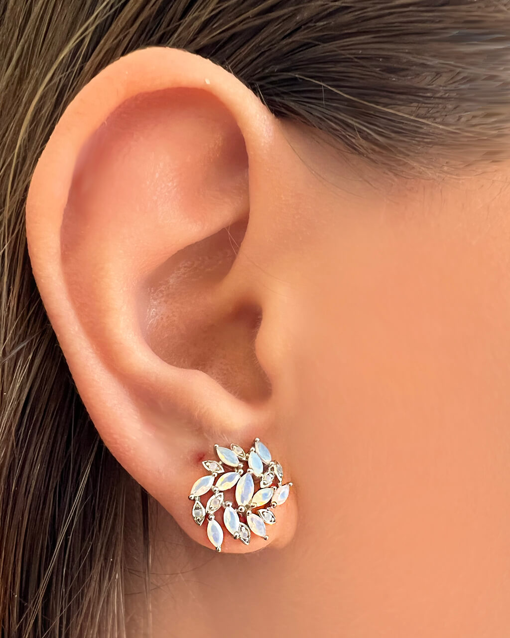 Opal earrings, opal studs, wedding earrings