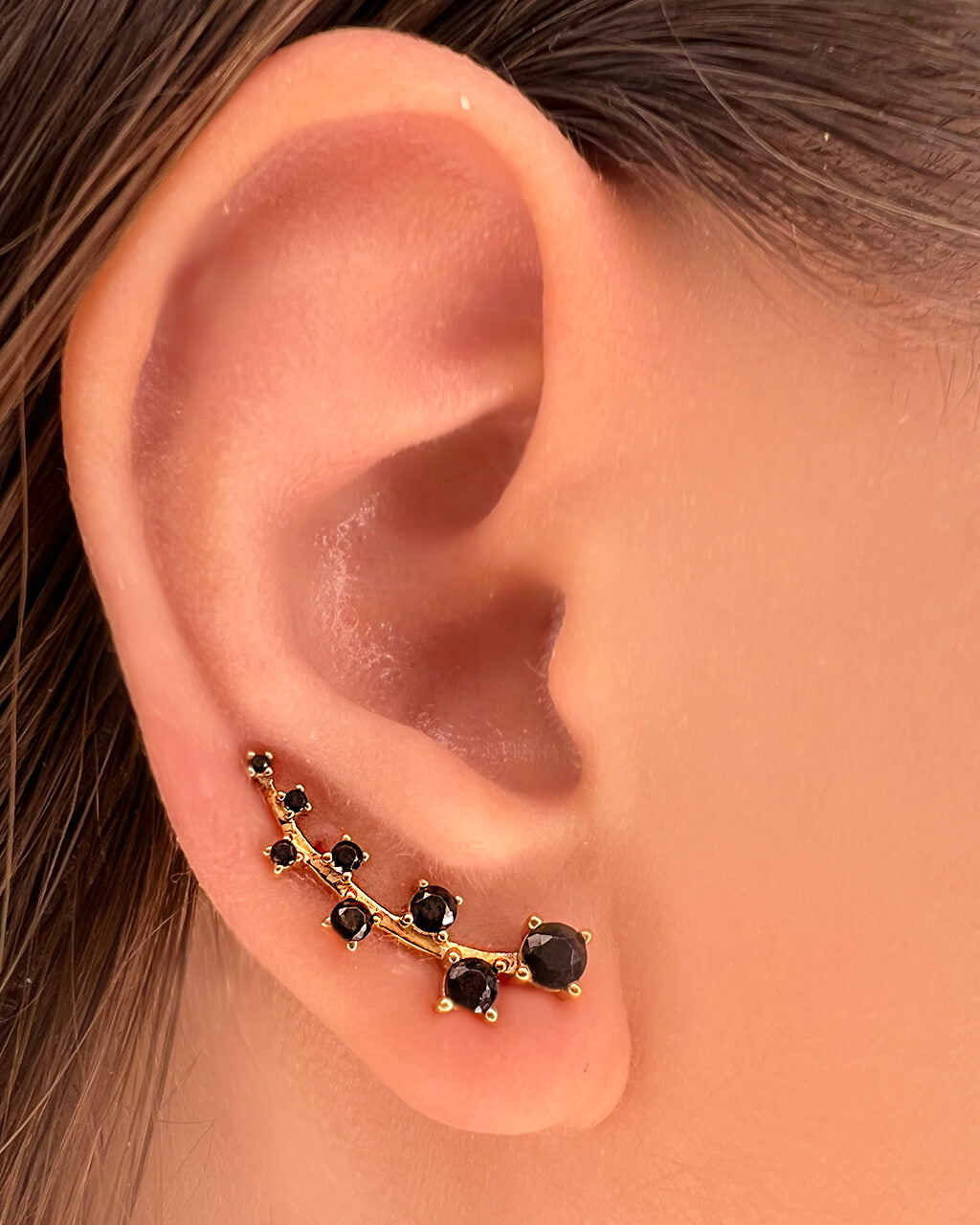  ear climber, orecchini neri donna