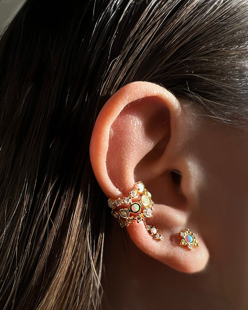 Opal Earrings, Opal ear cuff, set of opal earrings