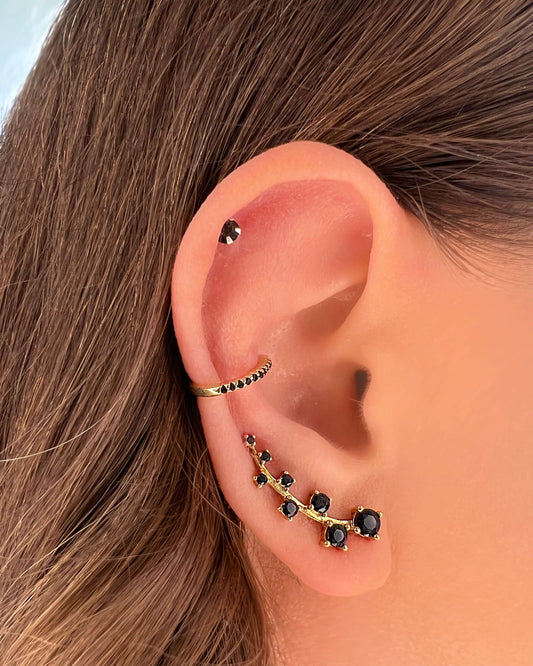 Ear Cuff No Piercing, ear climber, black jewelry