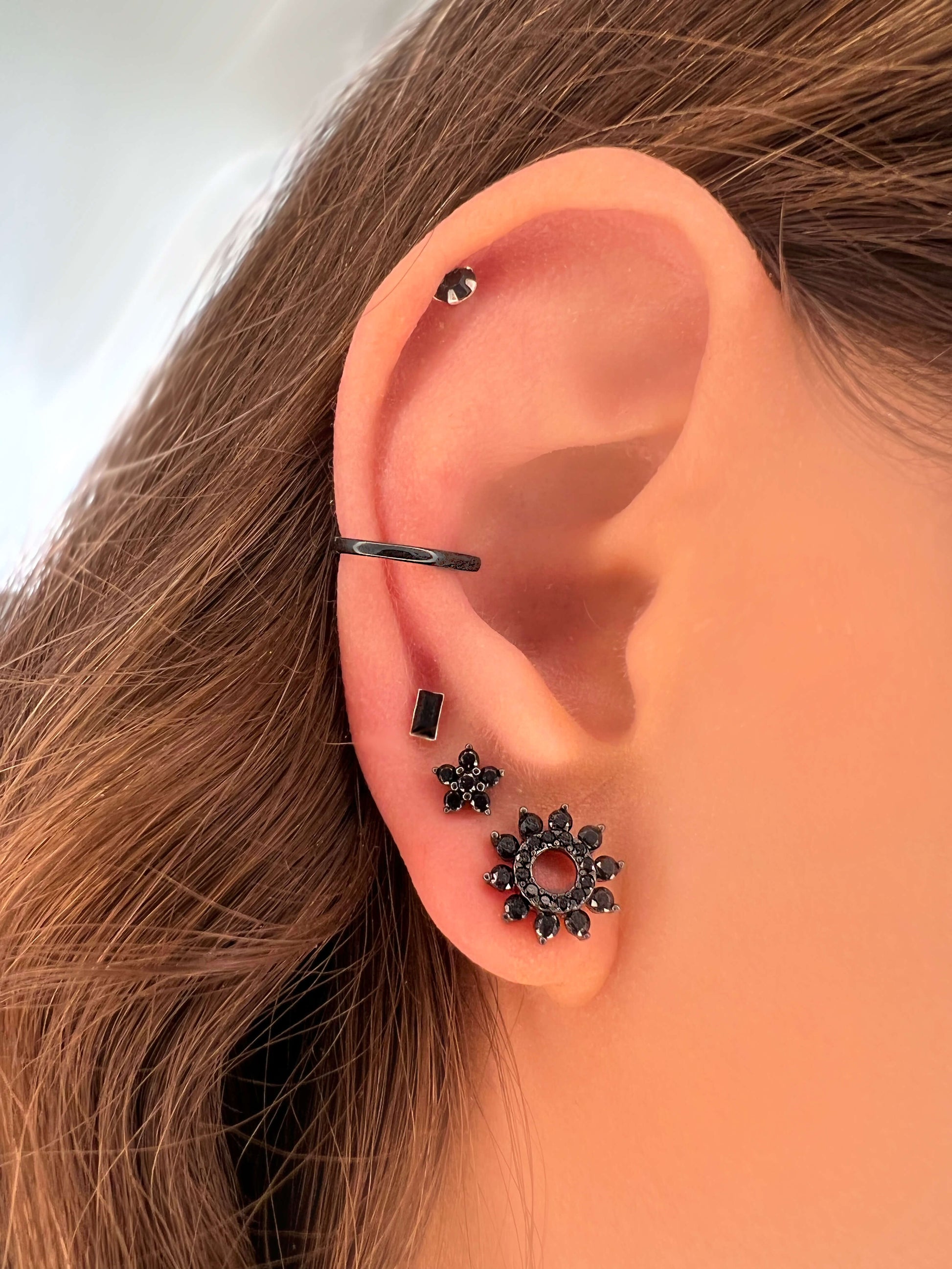 black stud earring set, cartilage earring studs, single earrings