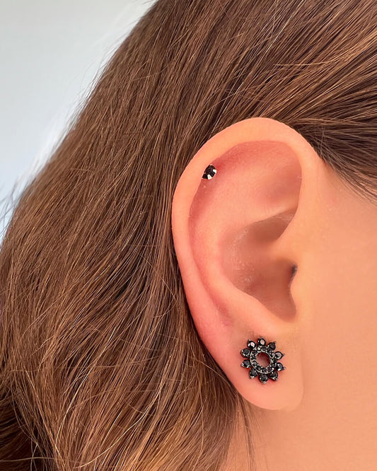 sun earrings, black sun earrings, celestial earrings