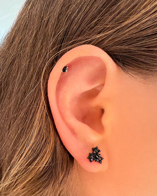 flower earring stud, single earrings, black stud earring set