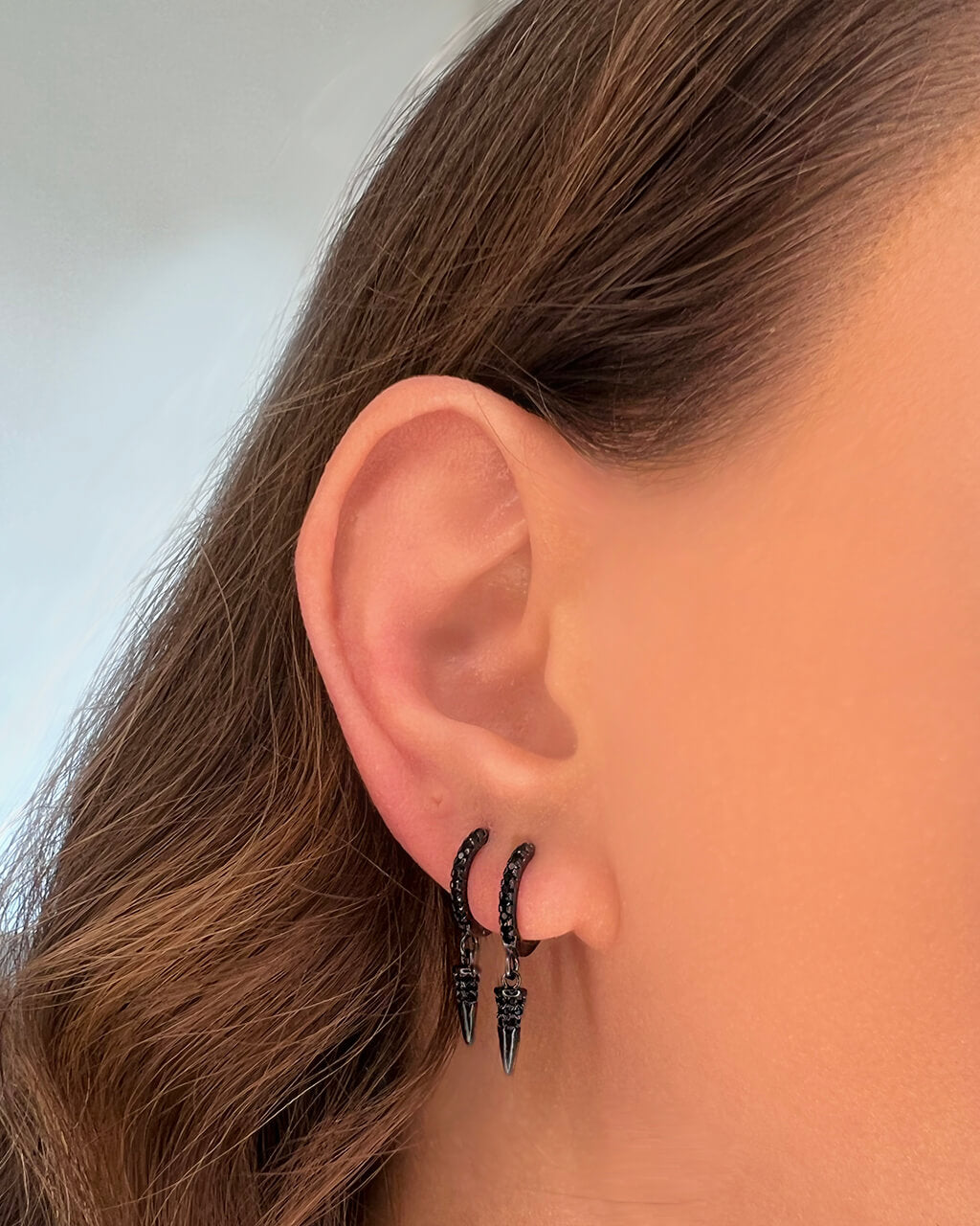 Black spike earring hoops