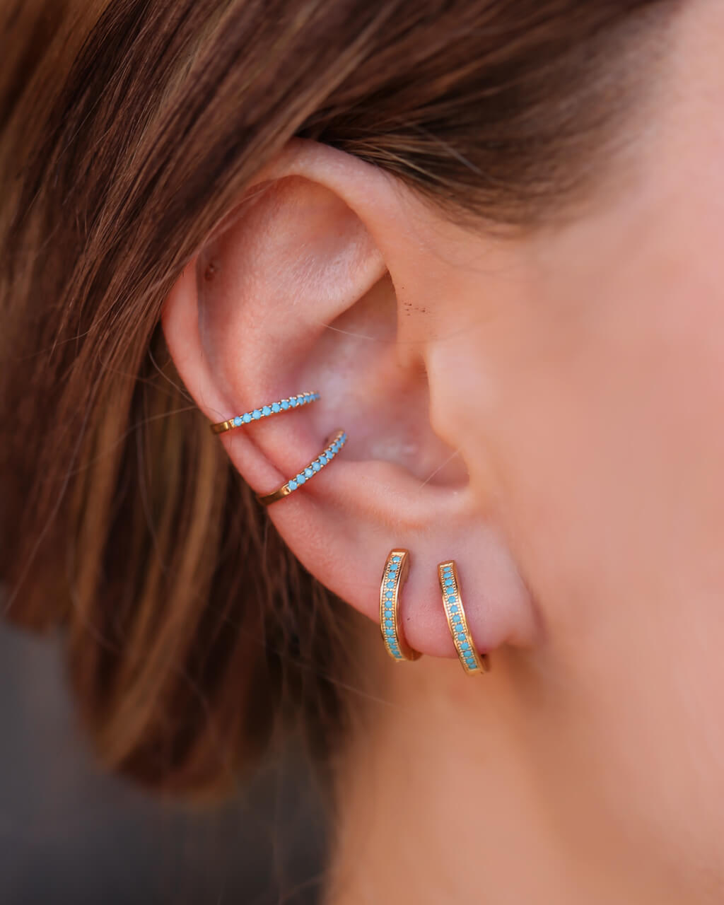 Turquoise No Piercing Ear Cuff