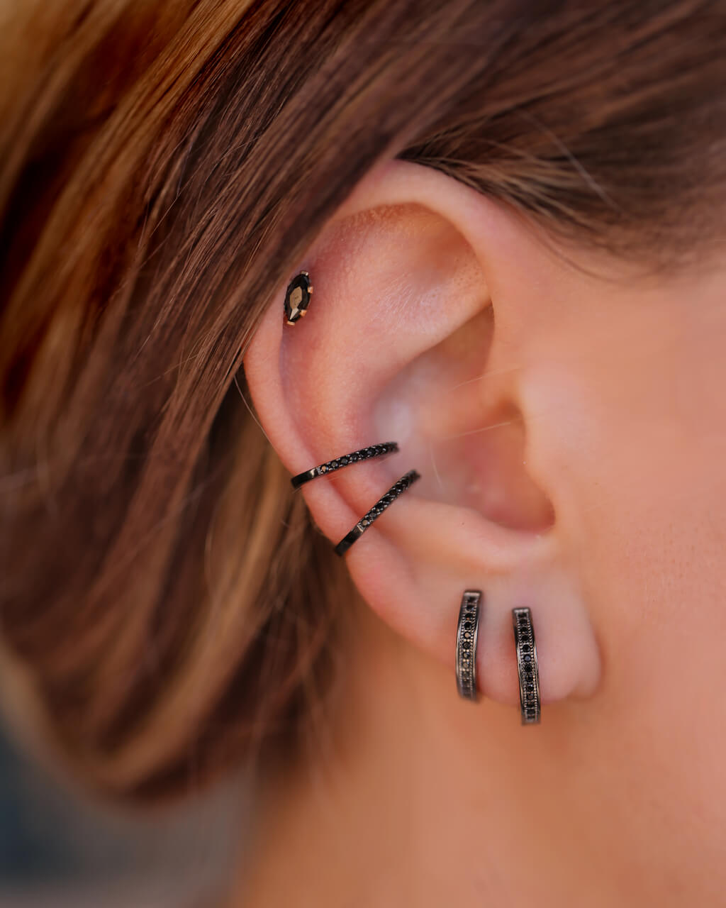 Crystal Black Ear Cuff