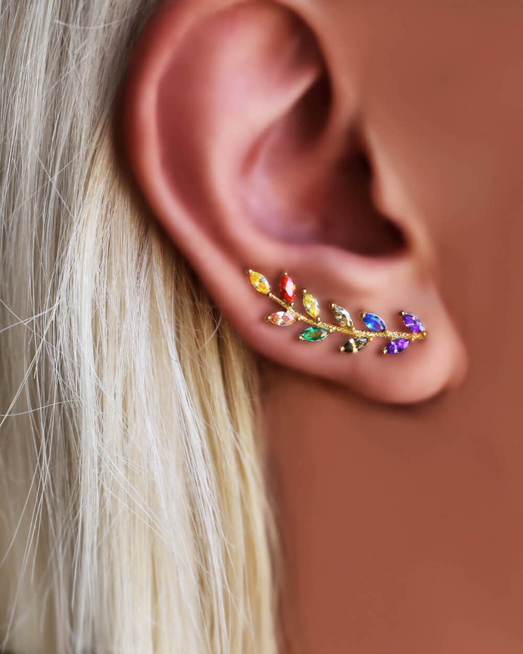 ear climber,  climber earrings, rainbow earrings, VERENDI 