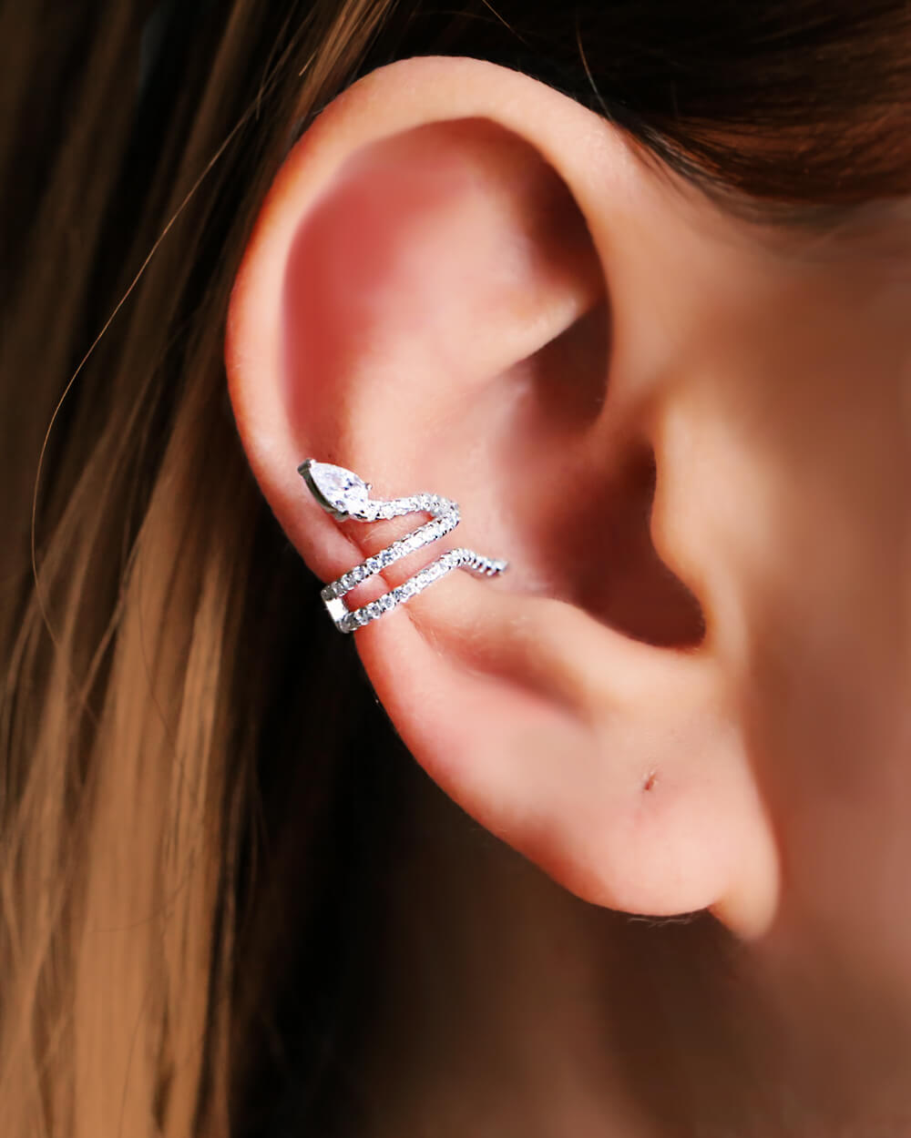 Silver Snake Ear Cuff Earring,Cuff Earring Snake without Piercing