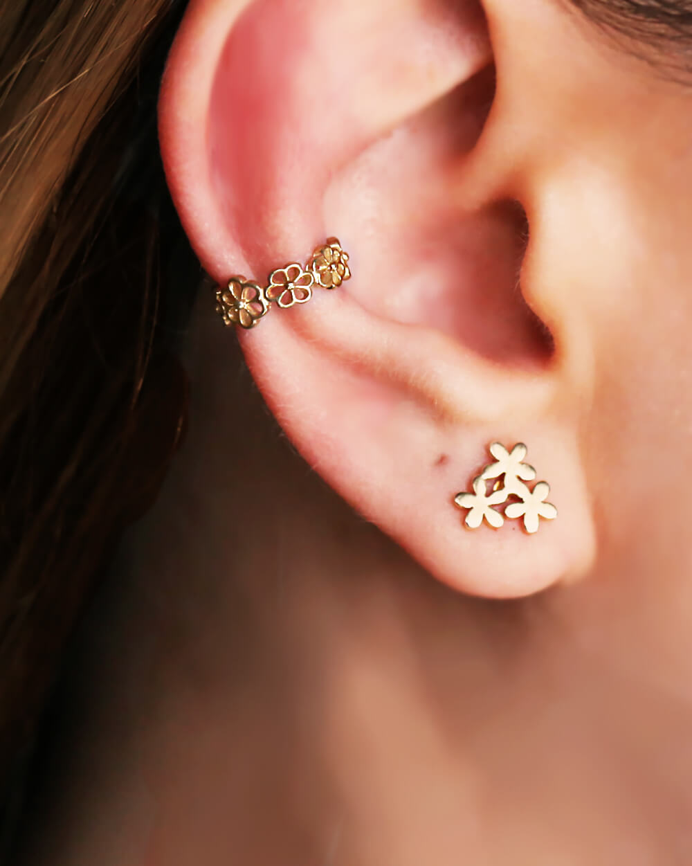 Flower earrings, Ear Cuff No Piercing, cartilage ear cuff, non pierced ear cuff 