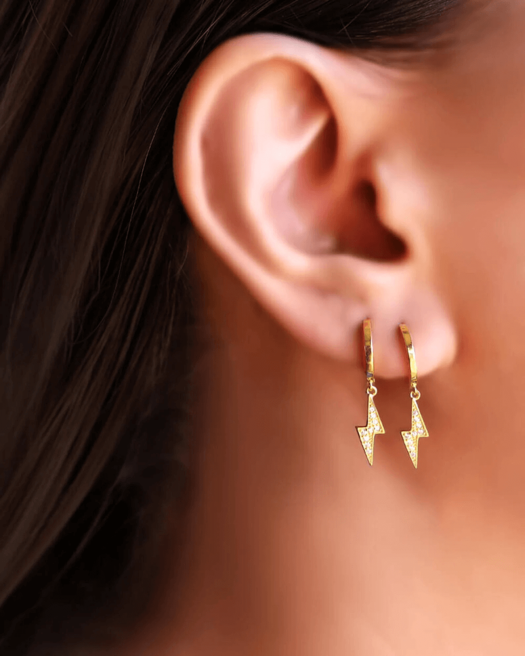 Lightning bolt hoop earrings, Dainty hoops, small hoop earrings,