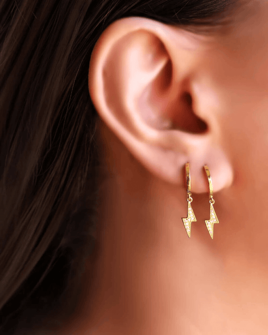 Lightning bolt hoop earrings, Dainty hoops, small hoop earrings,
