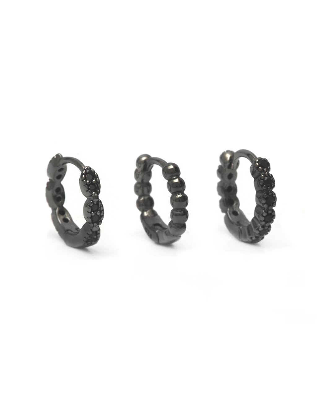 Black huggie hoops, small black hoop earrings, black earrings