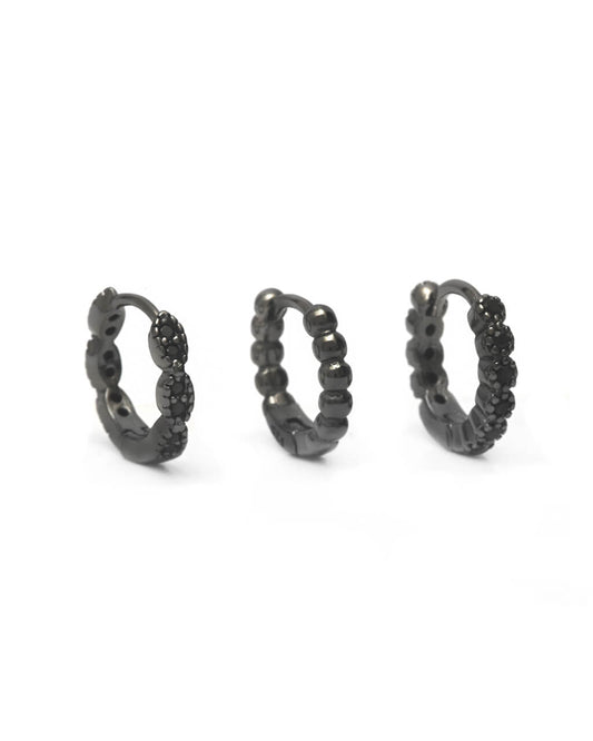 Black huggie hoops, small black hoop earrings, black earrings