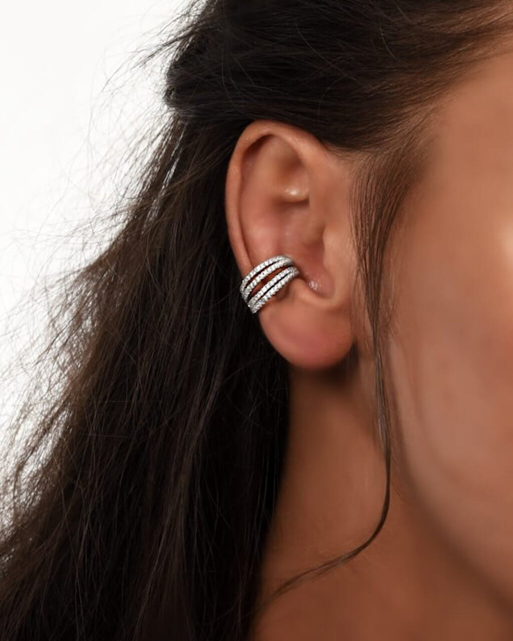 Multi-lined ear cuff, non pierced ear cuff, silver ear cuffs