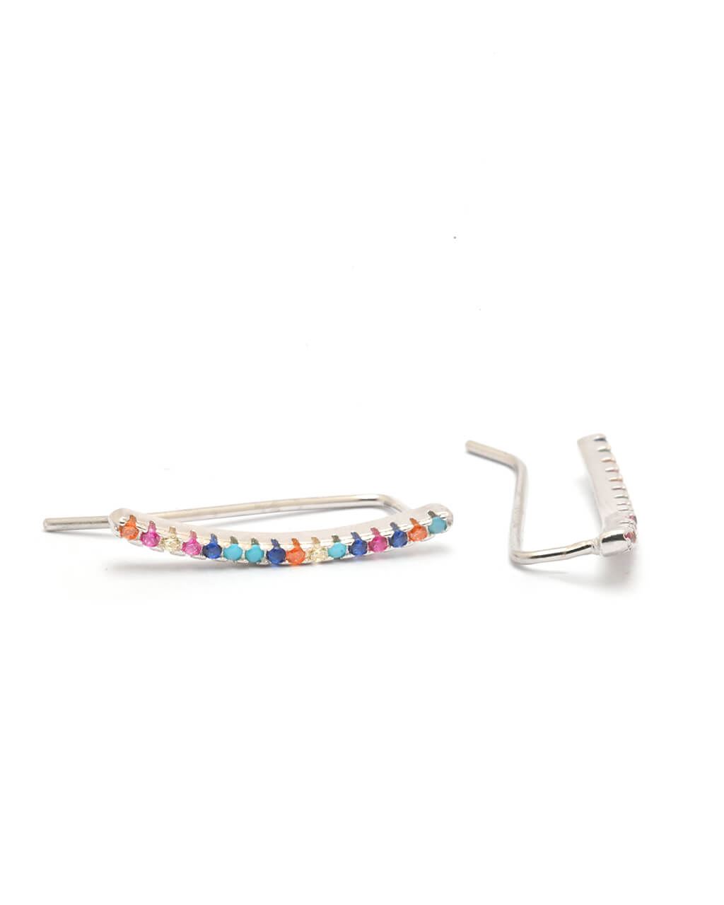 multicolor earrings, ear climber, ear crawler