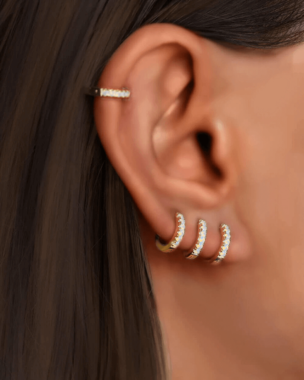 Opal Huggie Hoop Earrings, opal earrings, Small Gold Hoop Earrings