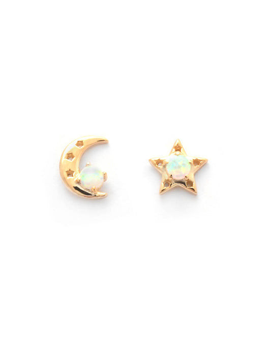 Celestial earrings moon star ear studs