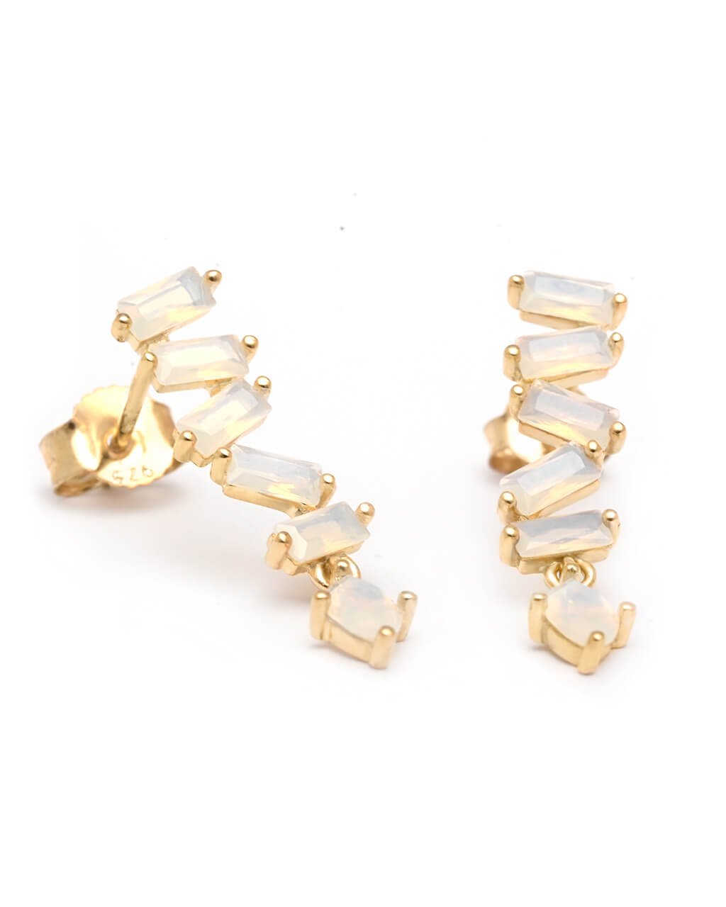 gold opal earrings, opal stud, white opal  bridal opal earrings