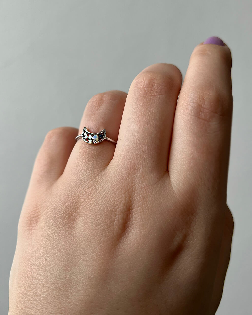 Opal moon ring