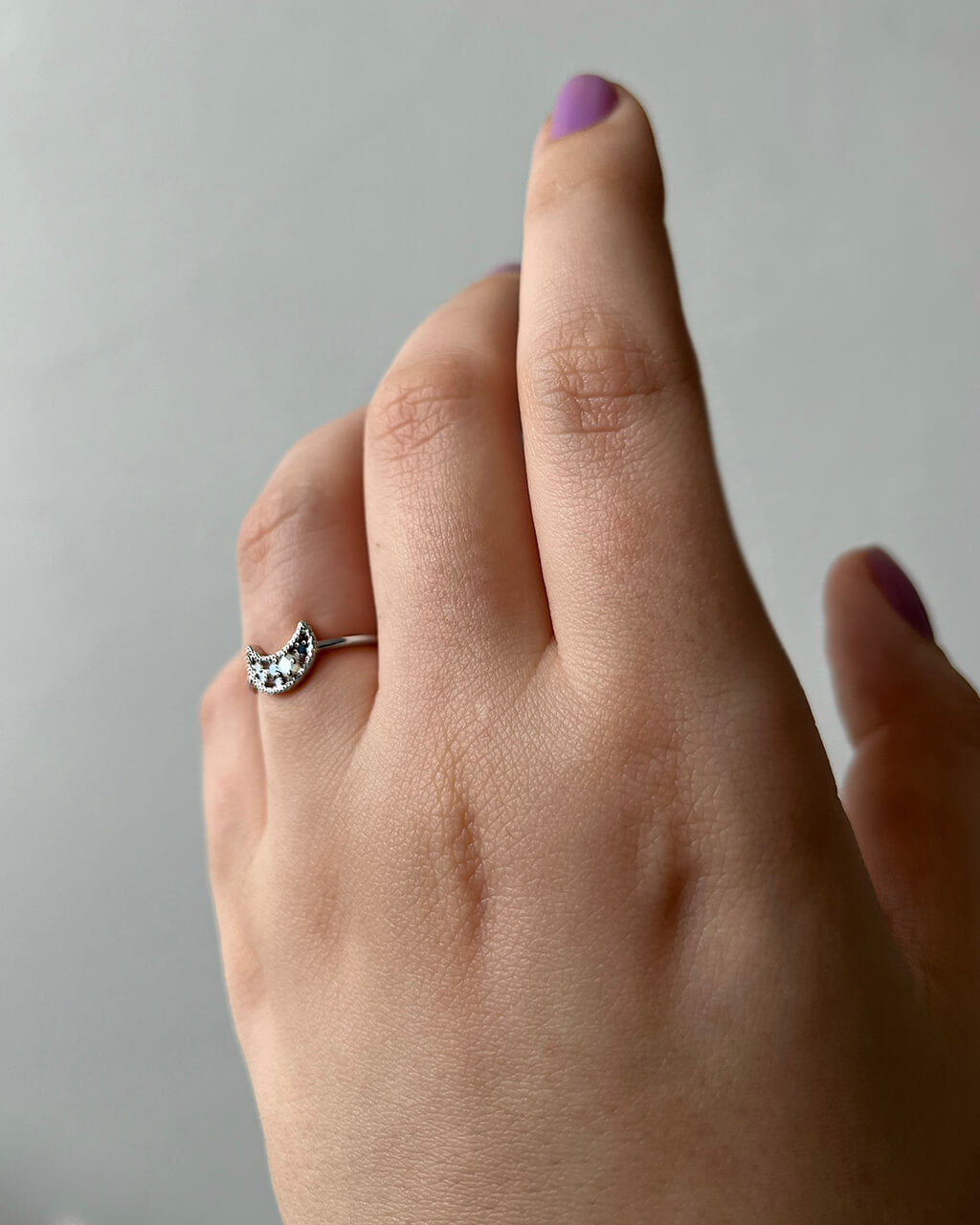 Opal moon ring