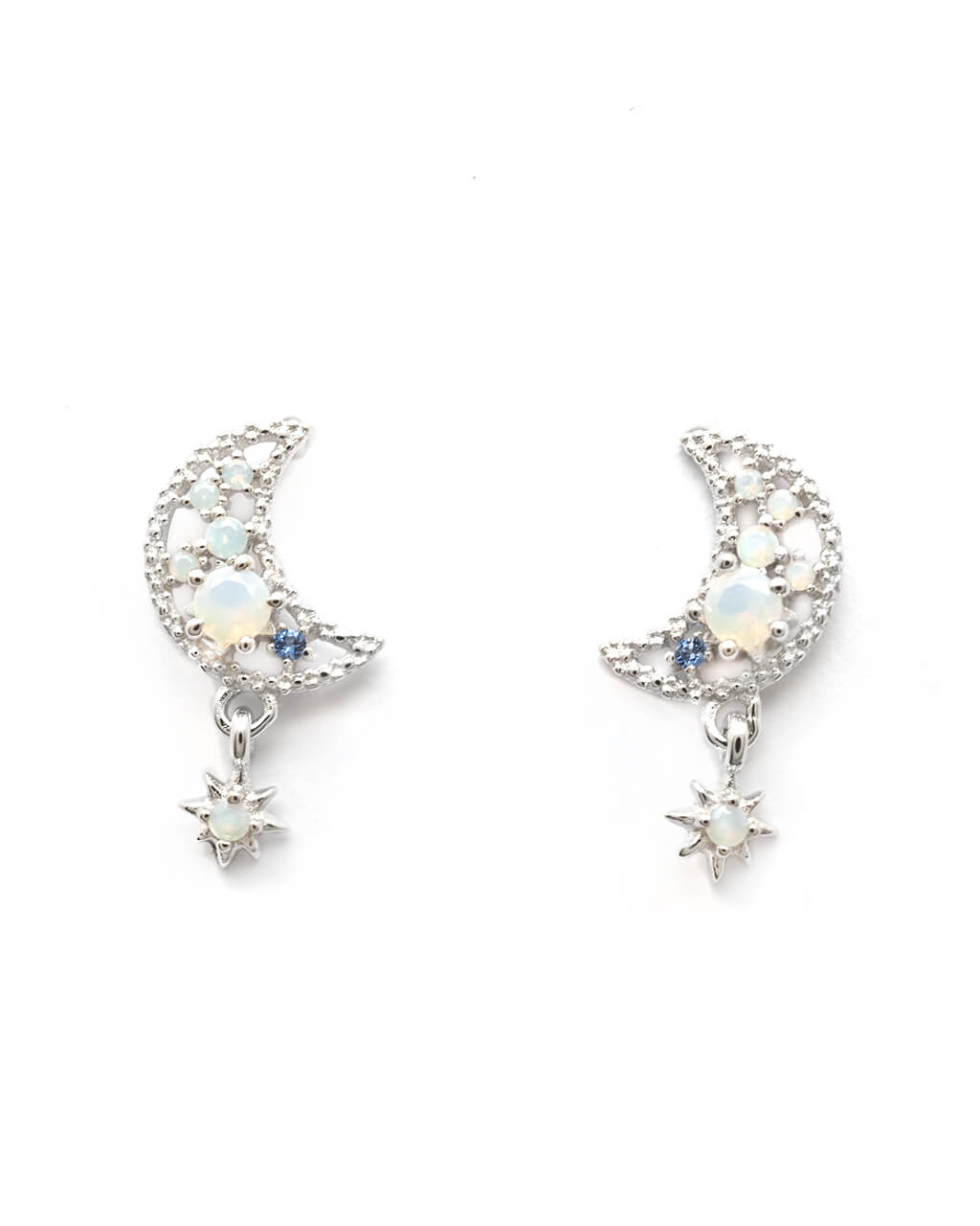 Moon and Star Opal Ear Studs