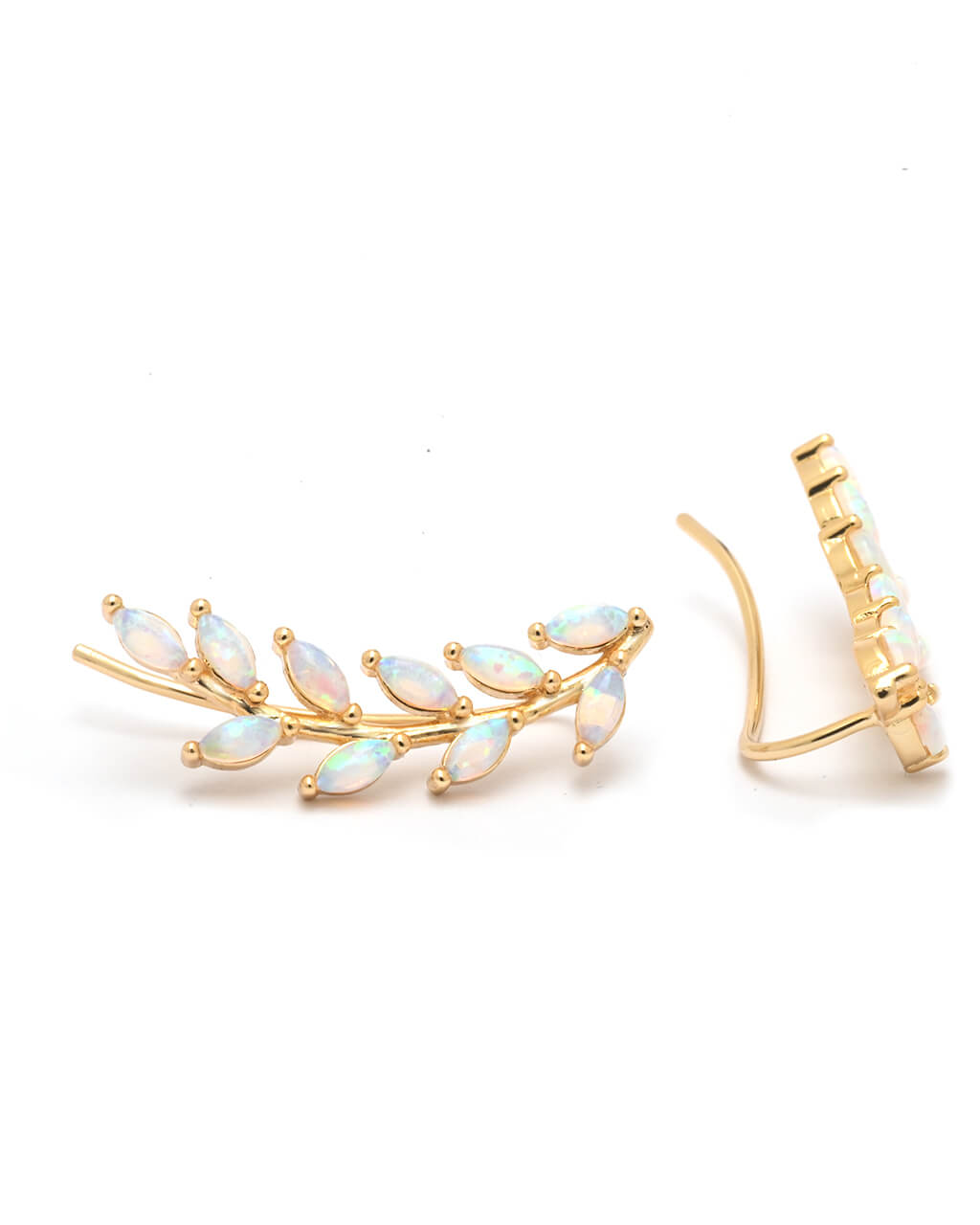 Opal  Ear Crawler, Ear climber, wedding earrings