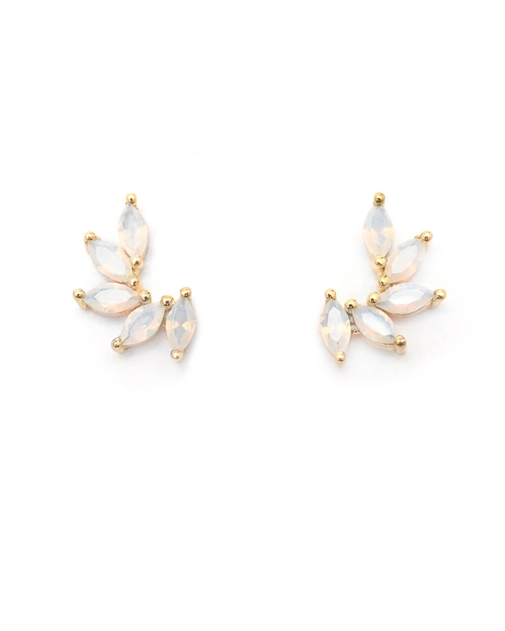  gold Opal earrings, opal white studs, minimalist dainty stud, white opal stud earrings