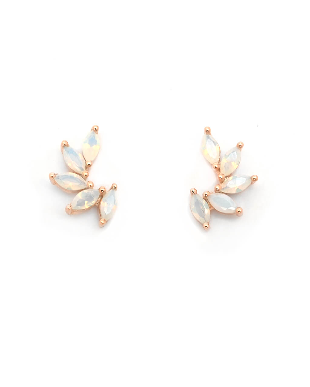 Rose gold Opal earrings, opal white studs, minimalist dainty stud, white opal stud earrings