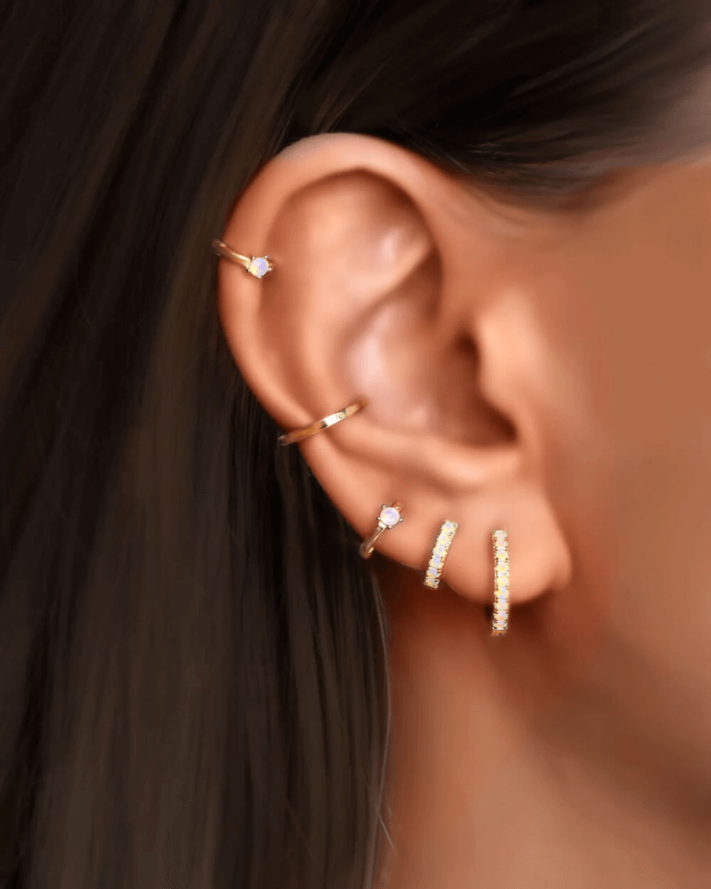 Opal Huggie Earrings, opal earrings , tragus hoop