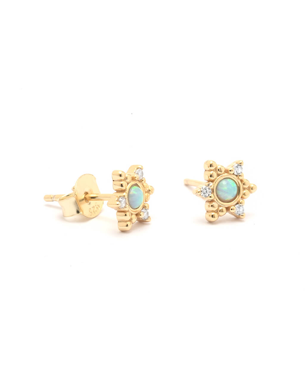 star opal gold single earrings