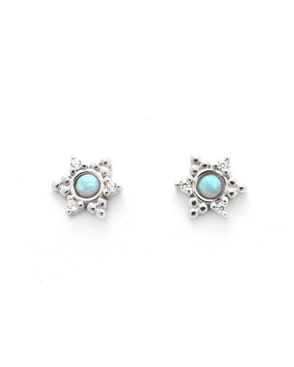 helix stud earring, cartilage Opal gold conch earring
