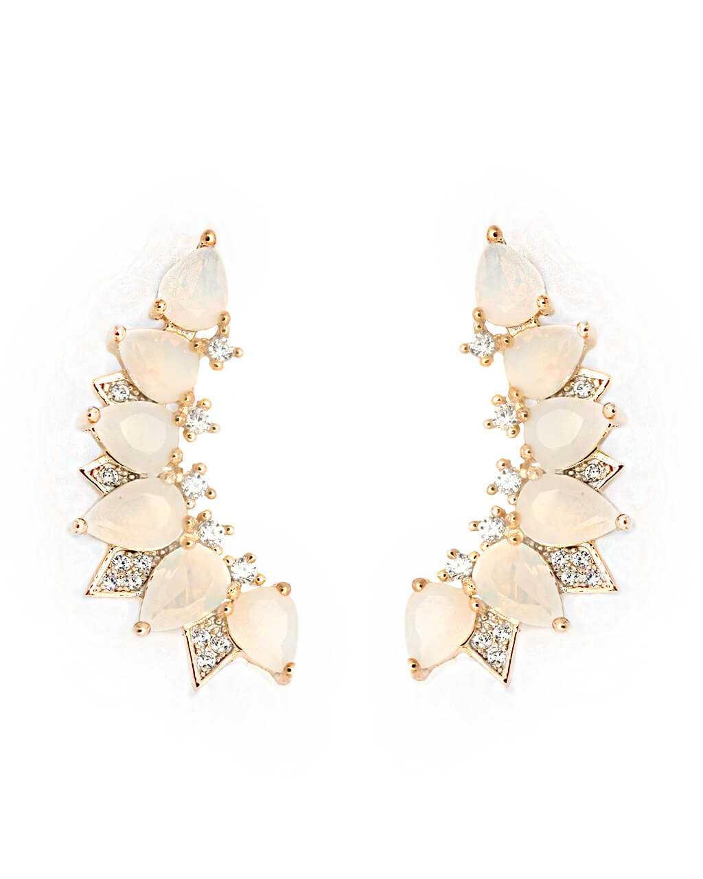 ear climber,  opal earrings, boucles d'oreille montantes