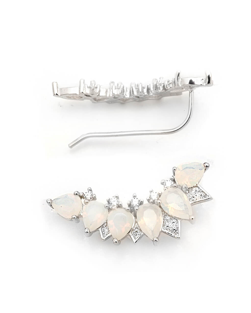 opal earrings, ear climbers