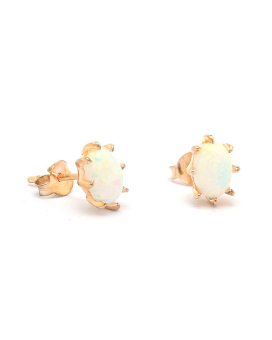  opal oval earrings, Prong-Set Oval stud, 