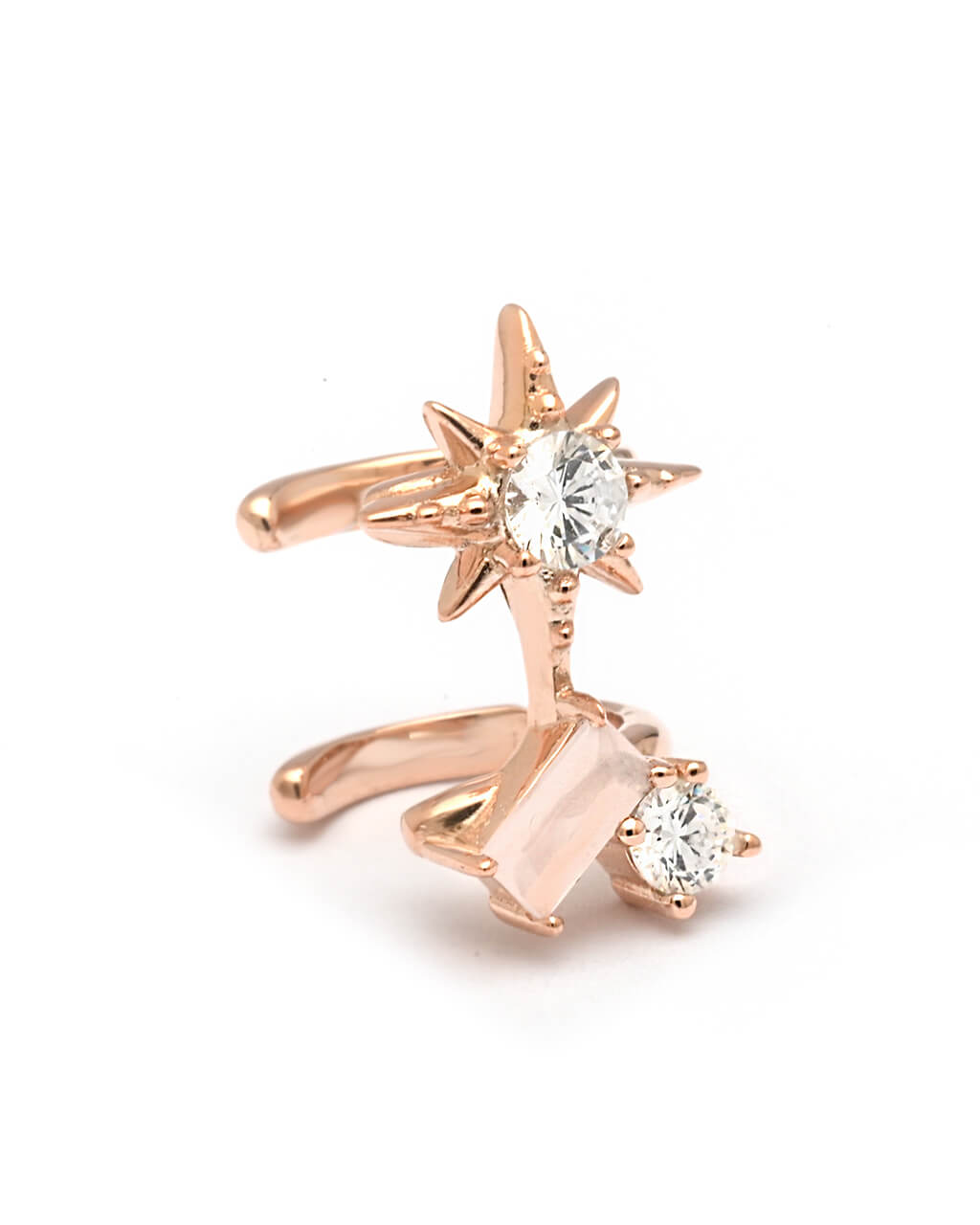 Pink Stone Star Ear Cuff