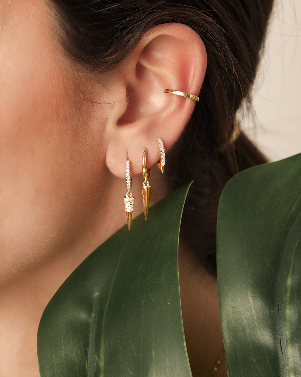 Plain Spike Huggie Hoops