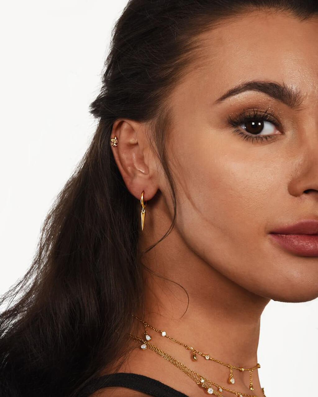 Plain Spike Huggie Hoops