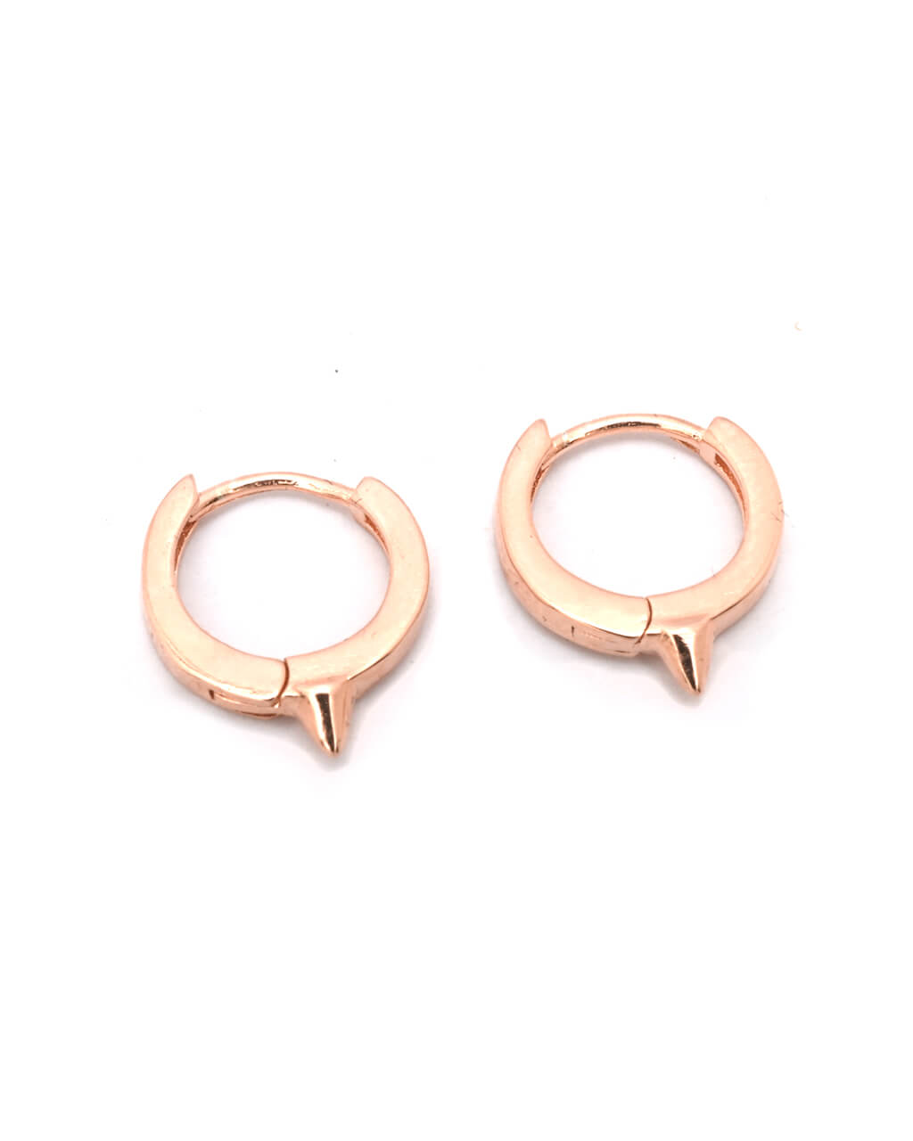 Silver earrings, mini spike hoops, minimalist earrings