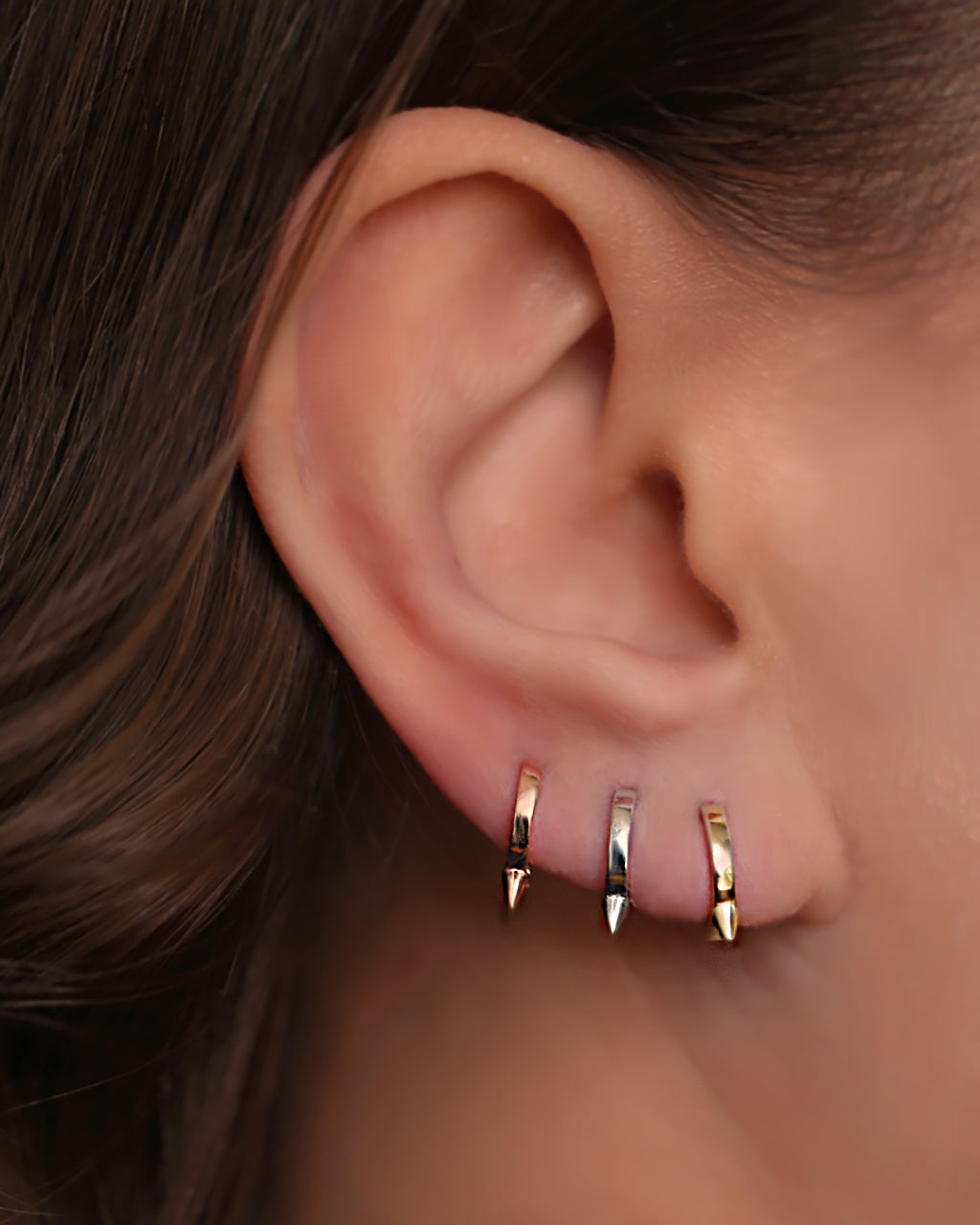 Mini spike ear hoops 