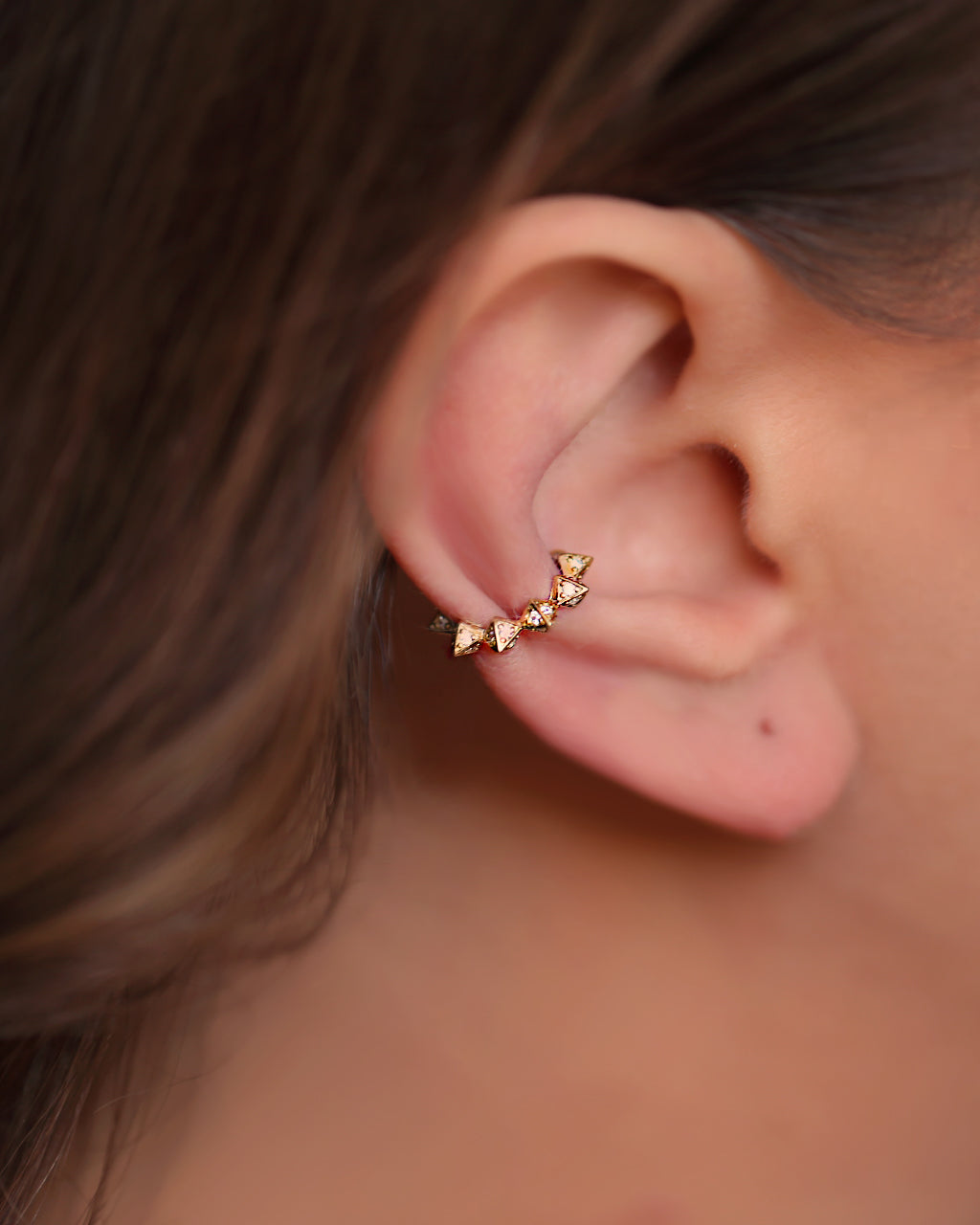 Spike ear cuff with Pyramids