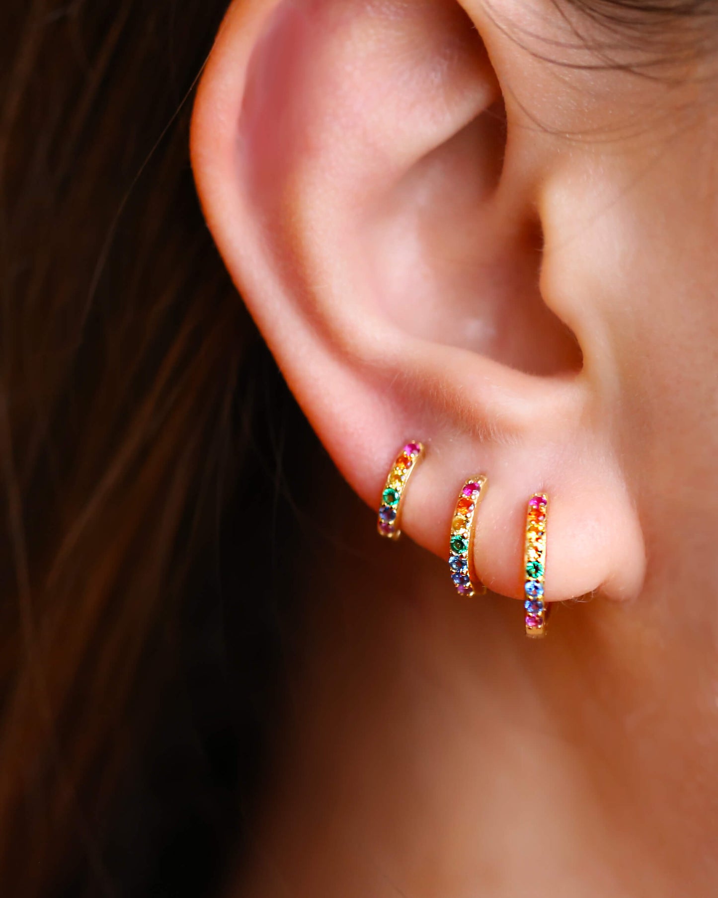 Rainbow Huggie Hoops