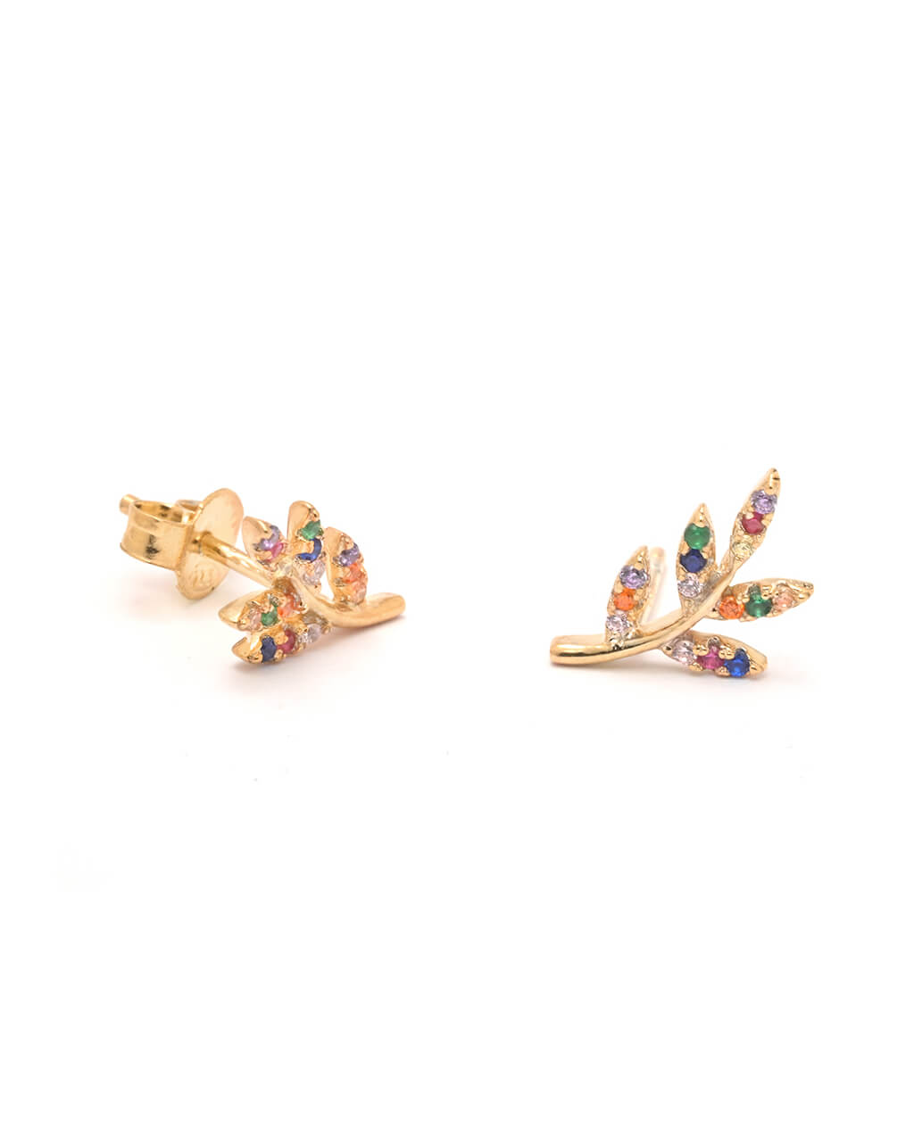 Rainbow Tiny Leaf Ear Studs