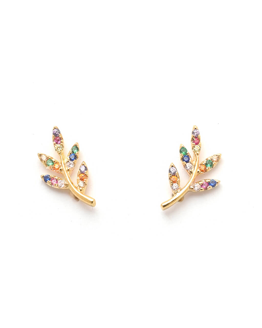 Rainbow Tiny Leaf Ear Studs