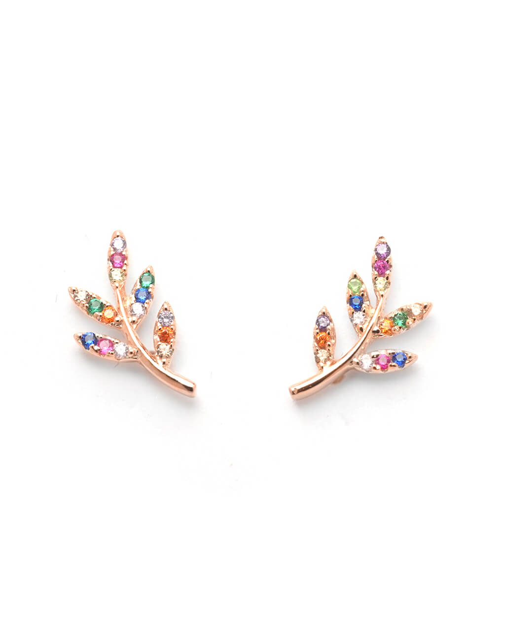 Rainbow Tiny Leaf Ear Studs