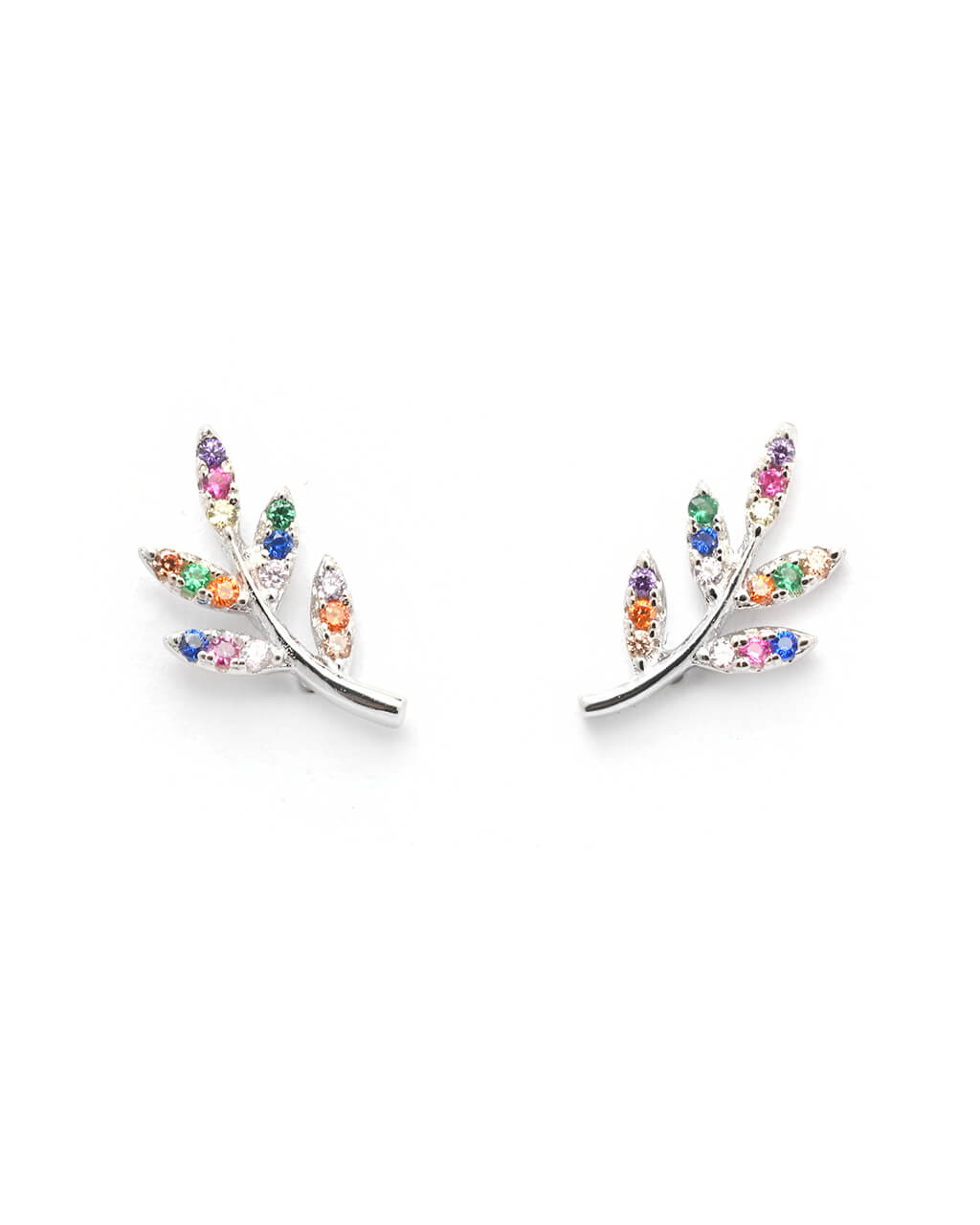 Rainbow Tiny Leaf Ear Studs