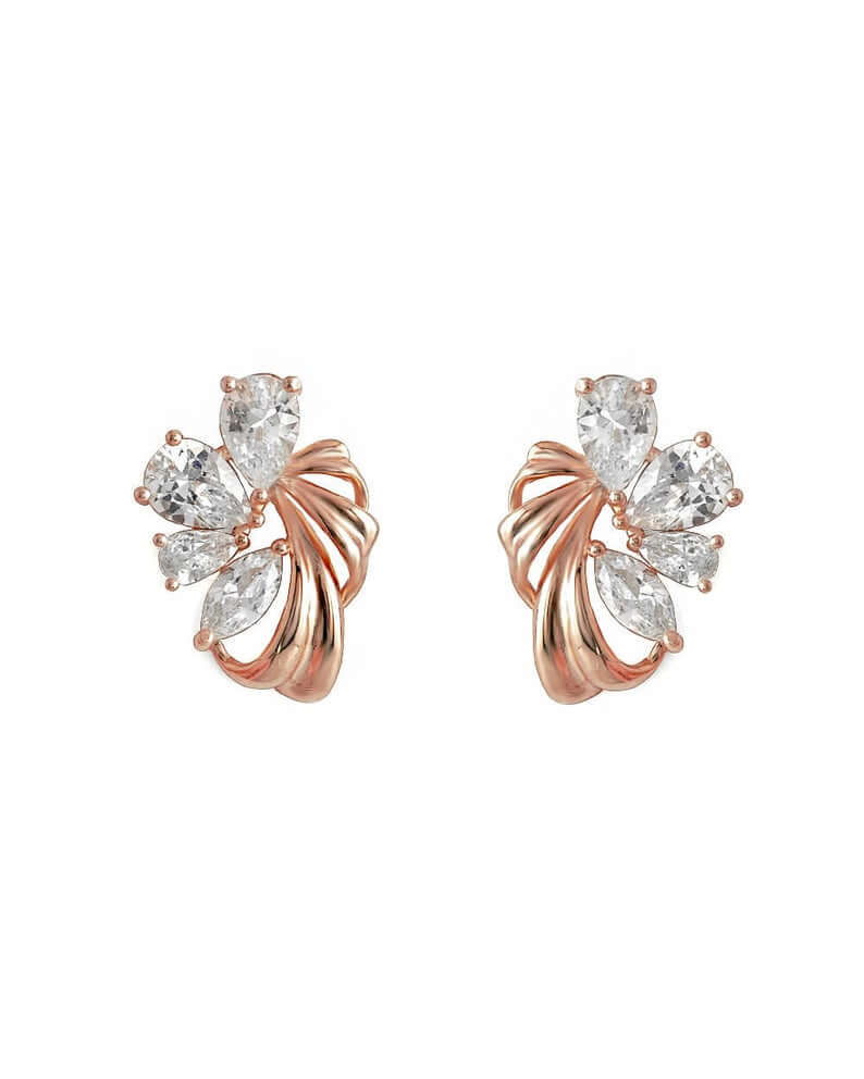 VERENDI , rose gold earrings, climber earrings