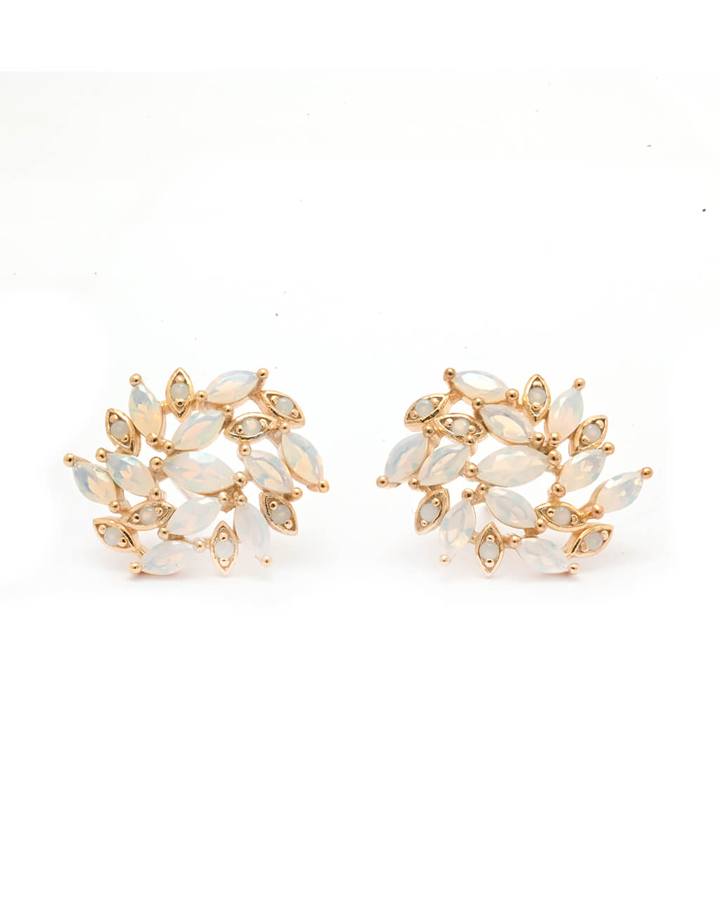 Gold opal ear studs, wedding earrings