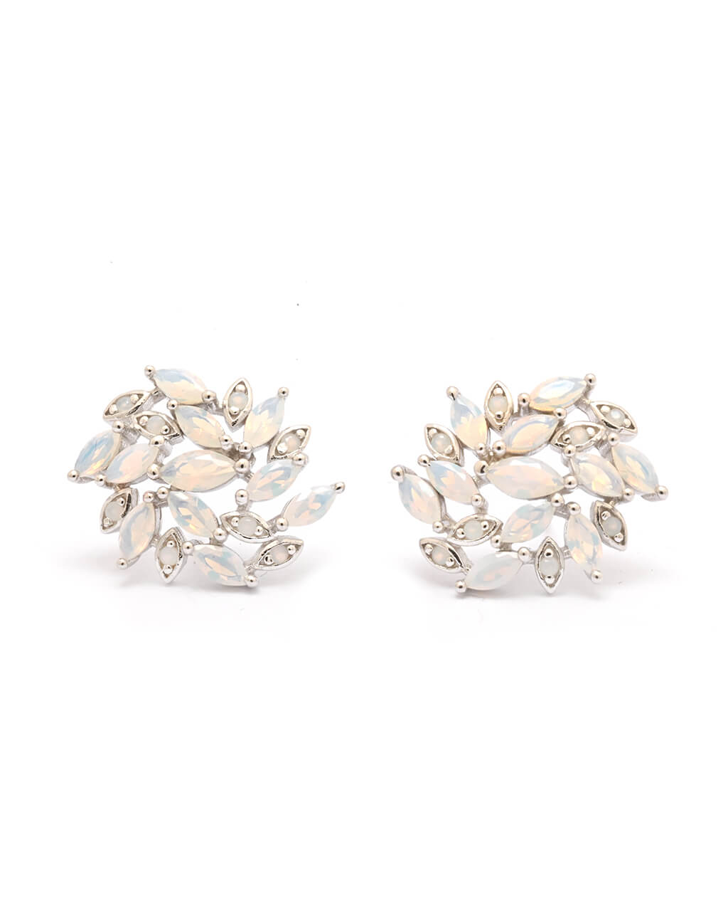 Silver bridal opal earrings