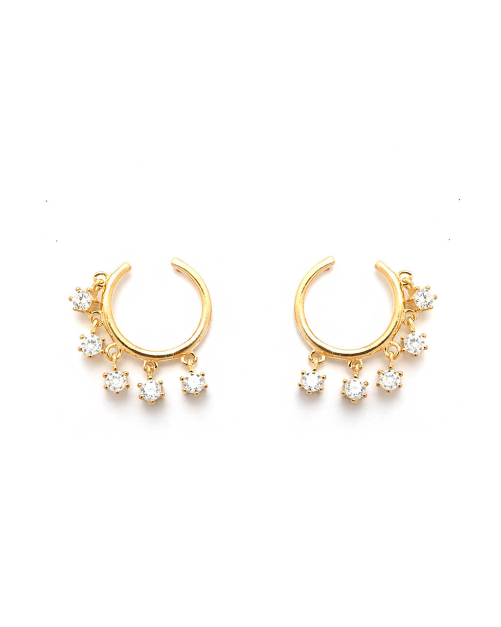 Gold Ear Studs with Dainty Drops