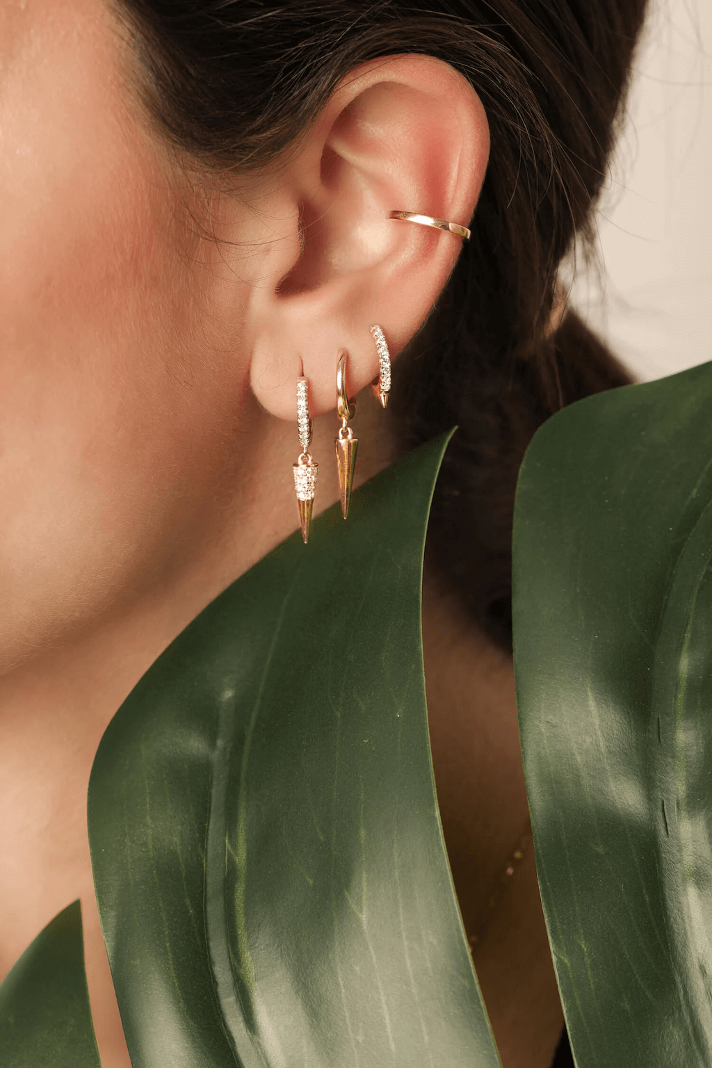 spike earrings, Gold small hoops, Huggie hoops